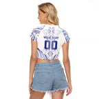 Maori Rugby Custom Ngaru Mangopare Raglan Cropped T Shirt Kikorangi Niho Taniwha Motif