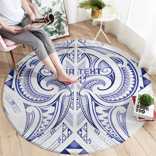 Maori Rugby Custom Ngaru Mangopare Round Carpet Kikorangi Niho Taniwha Motif