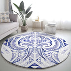 Maori Rugby Custom Ngaru Mangopare Round Carpet Kikorangi Niho Taniwha Motif