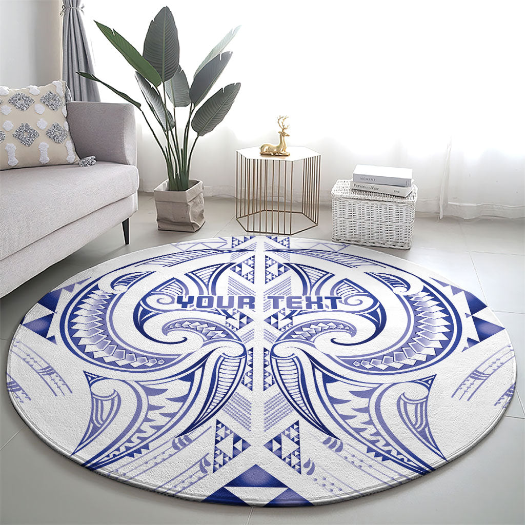 Maori Rugby Custom Ngaru Mangopare Round Carpet Kikorangi Niho Taniwha Motif