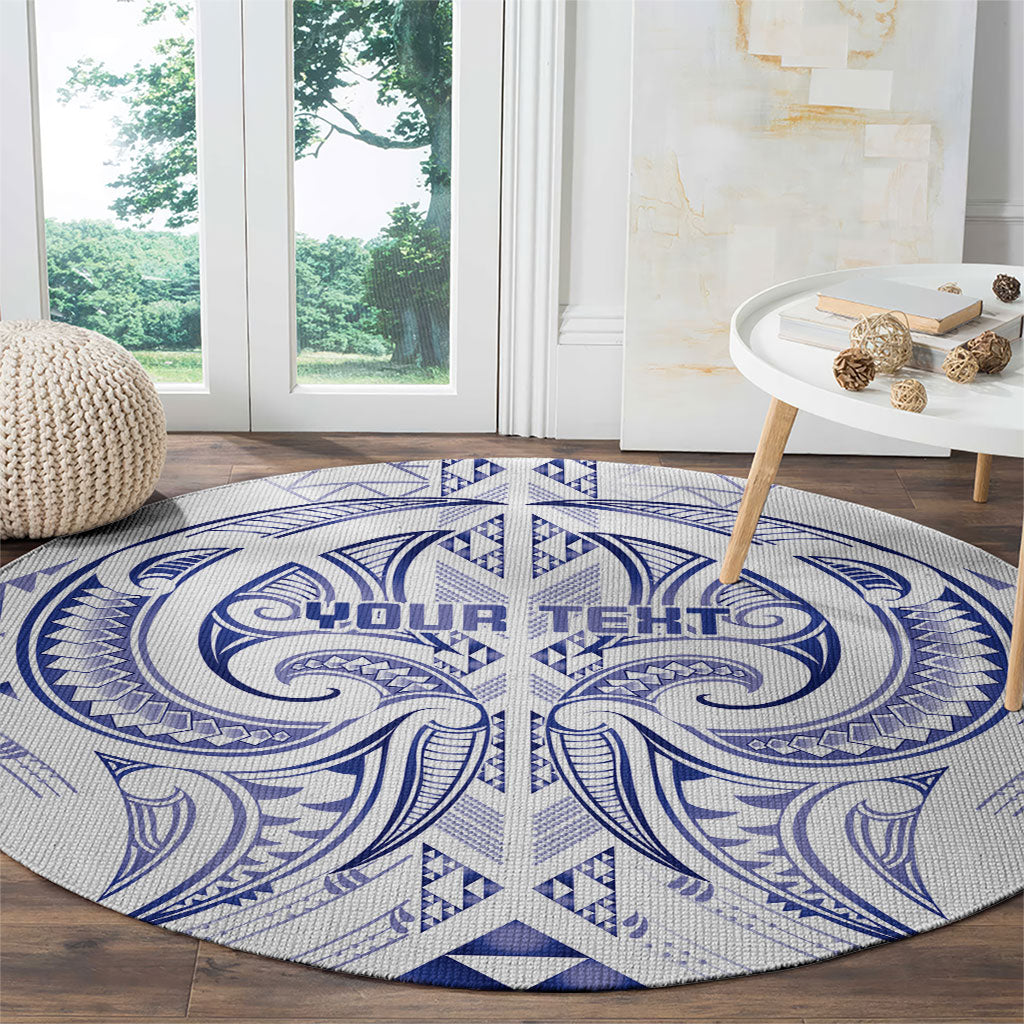 Maori Rugby Custom Ngaru Mangopare Round Carpet Kikorangi Niho Taniwha Motif