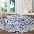 Maori Rugby Custom Ngaru Mangopare Round Carpet Kikorangi Niho Taniwha Motif