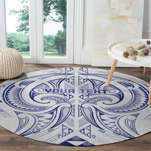 Maori Rugby Custom Ngaru Mangopare Round Carpet Kikorangi Niho Taniwha Motif