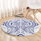 Maori Rugby Custom Ngaru Mangopare Round Carpet Kikorangi Niho Taniwha Motif