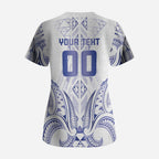 Maori Rugby Custom Ngaru Mangopare Scrub Top Kikorangi Niho Taniwha Motif