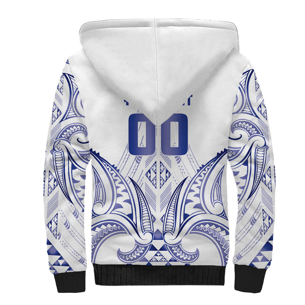 Maori Rugby Custom Ngaru Mangopare Sherpa Hoodie Kikorangi Niho Taniwha Motif