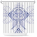 Maori Rugby Custom Ngaru Mangopare Shower Curtain Kikorangi Niho Taniwha Motif
