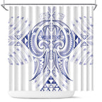 Maori Rugby Custom Ngaru Mangopare Shower Curtain Kikorangi Niho Taniwha Motif