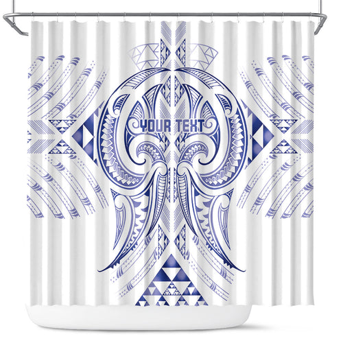 Maori Rugby Custom Ngaru Mangopare Shower Curtain Kikorangi Niho Taniwha Motif
