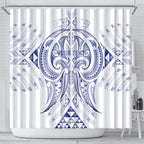 Maori Rugby Custom Ngaru Mangopare Shower Curtain Kikorangi Niho Taniwha Motif