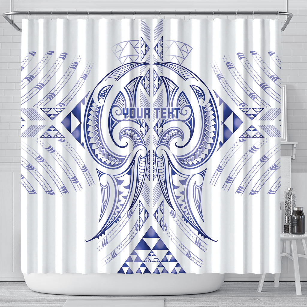 Maori Rugby Custom Ngaru Mangopare Shower Curtain Kikorangi Niho Taniwha Motif
