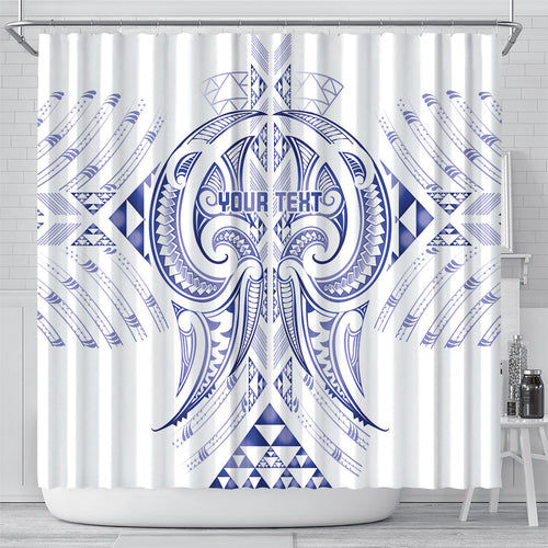 Maori Rugby Custom Ngaru Mangopare Shower Curtain Kikorangi Niho Taniwha Motif