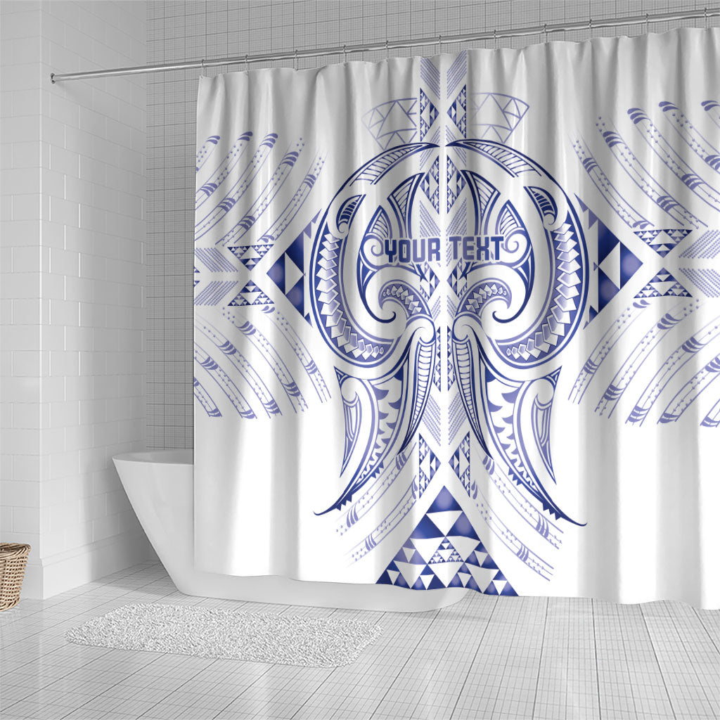 Maori Rugby Custom Ngaru Mangopare Shower Curtain Kikorangi Niho Taniwha Motif