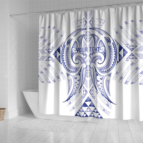 Maori Rugby Custom Ngaru Mangopare Shower Curtain Kikorangi Niho Taniwha Motif