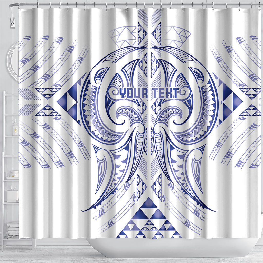 Maori Rugby Custom Ngaru Mangopare Shower Curtain Kikorangi Niho Taniwha Motif