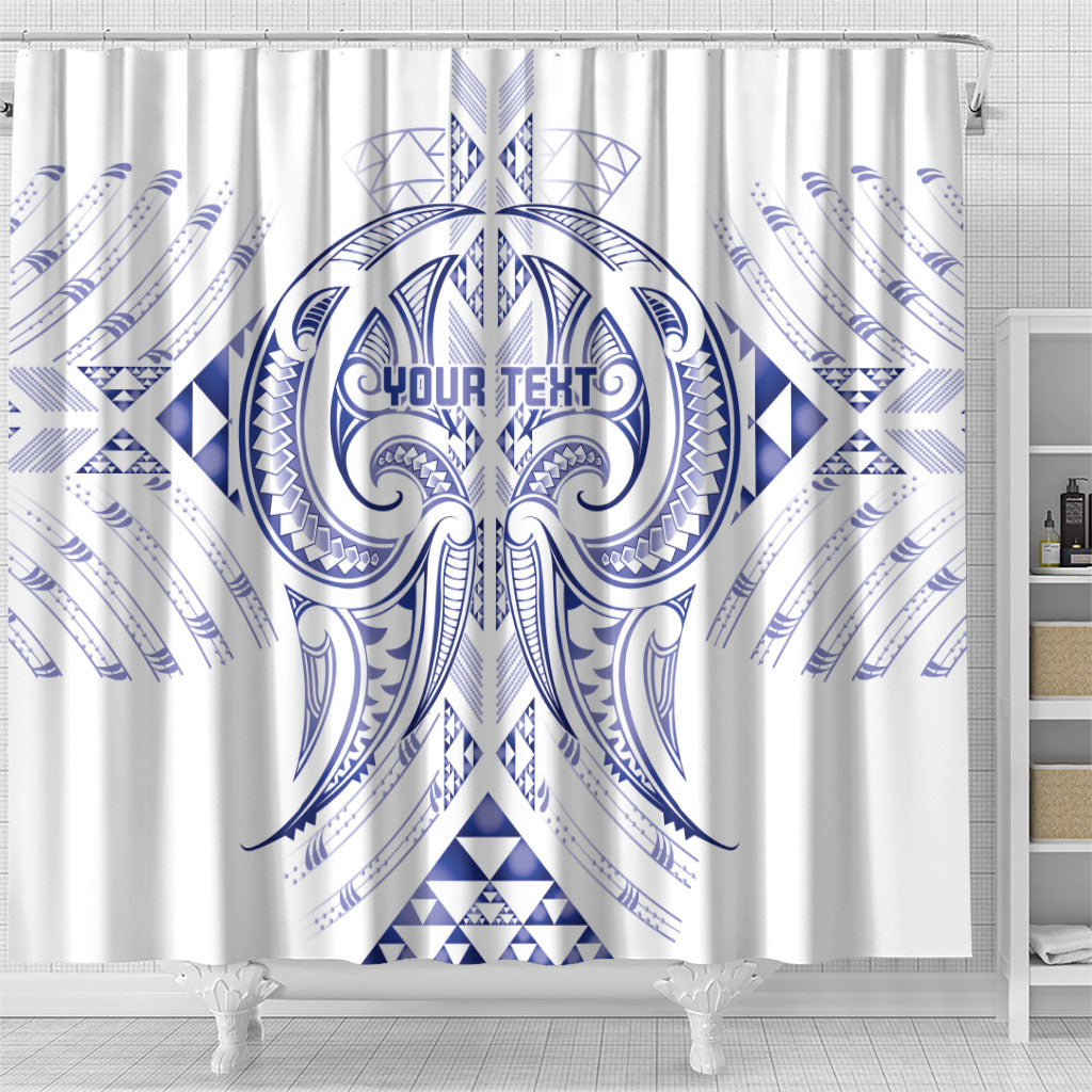Maori Rugby Custom Ngaru Mangopare Shower Curtain Kikorangi Niho Taniwha Motif