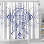 Maori Rugby Custom Ngaru Mangopare Shower Curtain Kikorangi Niho Taniwha Motif