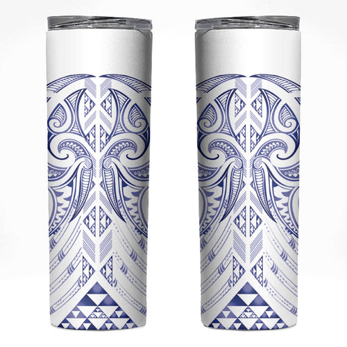 Maori Rugby Custom Ngaru Mangopare Skinny Tumbler Kikorangi Niho Taniwha Motif