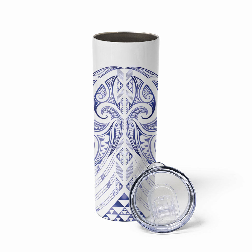 Maori Rugby Custom Ngaru Mangopare Skinny Tumbler Kikorangi Niho Taniwha Motif