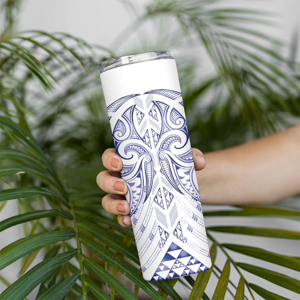 Maori Rugby Custom Ngaru Mangopare Skinny Tumbler Kikorangi Niho Taniwha Motif