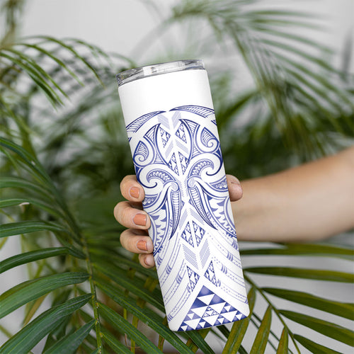 Maori Rugby Custom Ngaru Mangopare Skinny Tumbler Kikorangi Niho Taniwha Motif