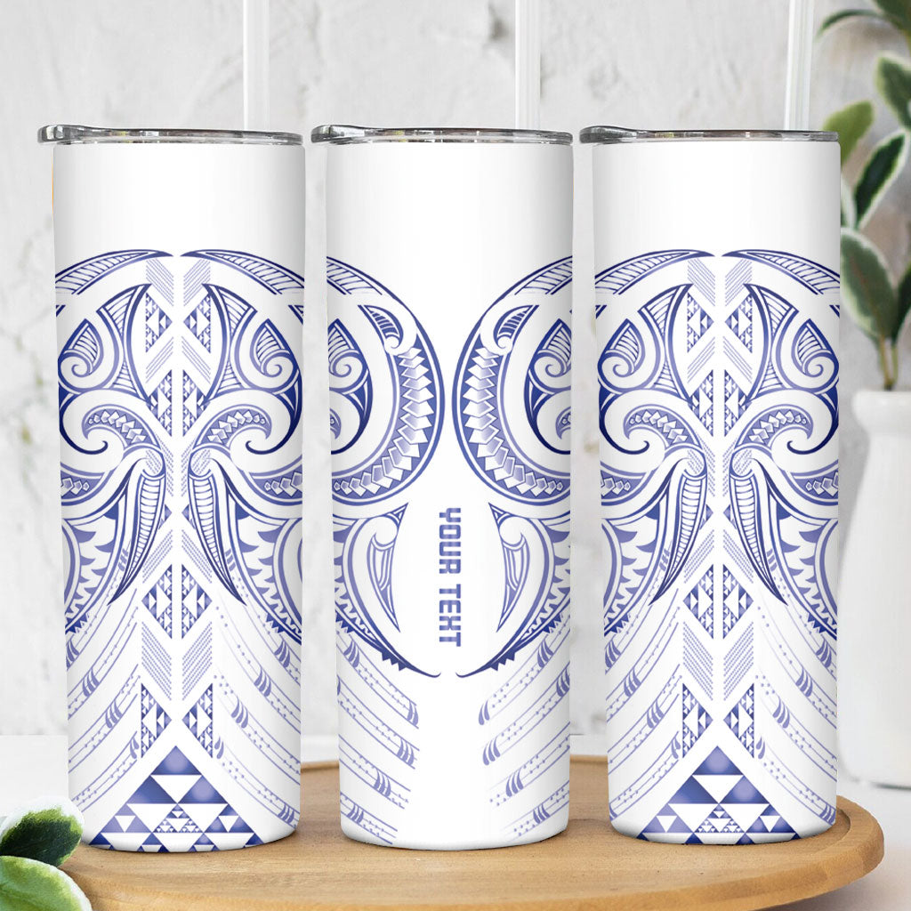 Maori Rugby Custom Ngaru Mangopare Skinny Tumbler Kikorangi Niho Taniwha Motif