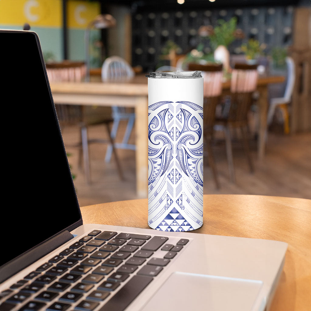 Maori Rugby Custom Ngaru Mangopare Skinny Tumbler Kikorangi Niho Taniwha Motif