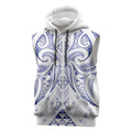 Maori Rugby Custom Ngaru Mangopare Sleeveless Hoodie Kikorangi Niho Taniwha Motif