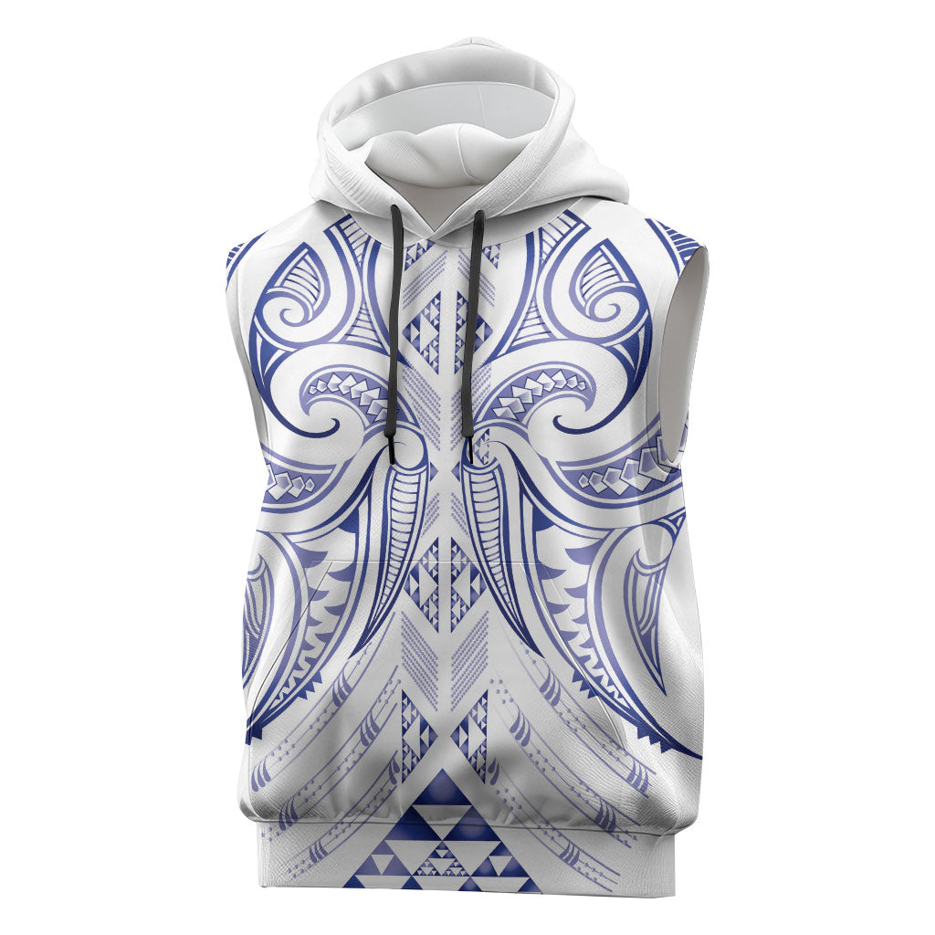 Maori Rugby Custom Ngaru Mangopare Sleeveless Hoodie Kikorangi Niho Taniwha Motif