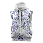 Maori Rugby Custom Ngaru Mangopare Sleeveless Hoodie Kikorangi Niho Taniwha Motif