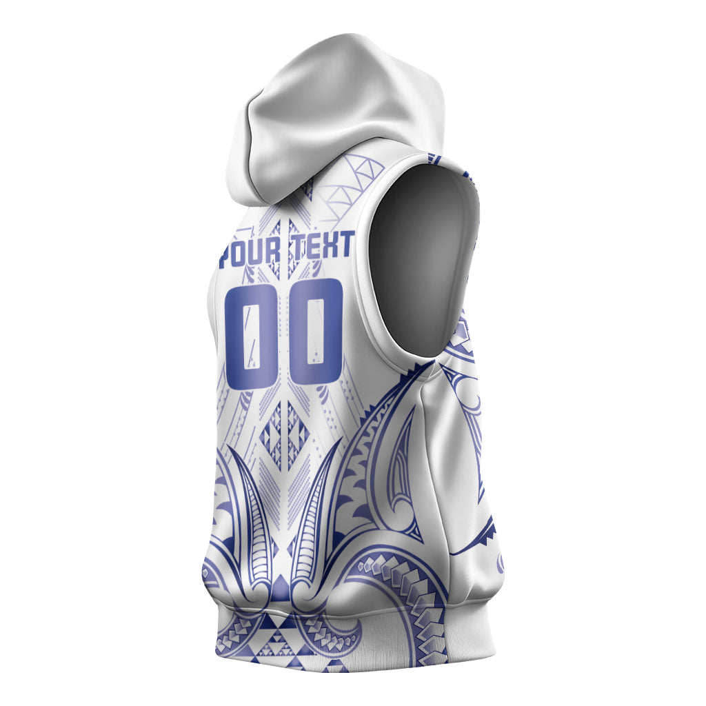 Maori Rugby Custom Ngaru Mangopare Sleeveless Hoodie Kikorangi Niho Taniwha Motif