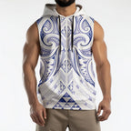 Maori Rugby Custom Ngaru Mangopare Sleeveless Hoodie Kikorangi Niho Taniwha Motif