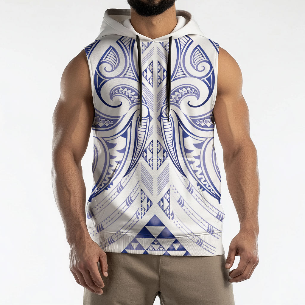 Maori Rugby Custom Ngaru Mangopare Sleeveless Hoodie Kikorangi Niho Taniwha Motif