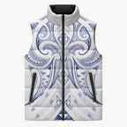 Maori Rugby Custom Ngaru Mangopare Sleeveless Puffer Jacket Kikorangi Niho Taniwha Motif