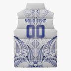 Maori Rugby Custom Ngaru Mangopare Sleeveless Puffer Jacket Kikorangi Niho Taniwha Motif