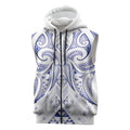 Maori Rugby Custom Ngaru Mangopare Sleeveless Zip Hoodie Kikorangi Niho Taniwha Motif
