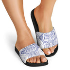 Maori Rugby Custom Ngaru Mangopare Slide Sandals Kikorangi Niho Taniwha Motif