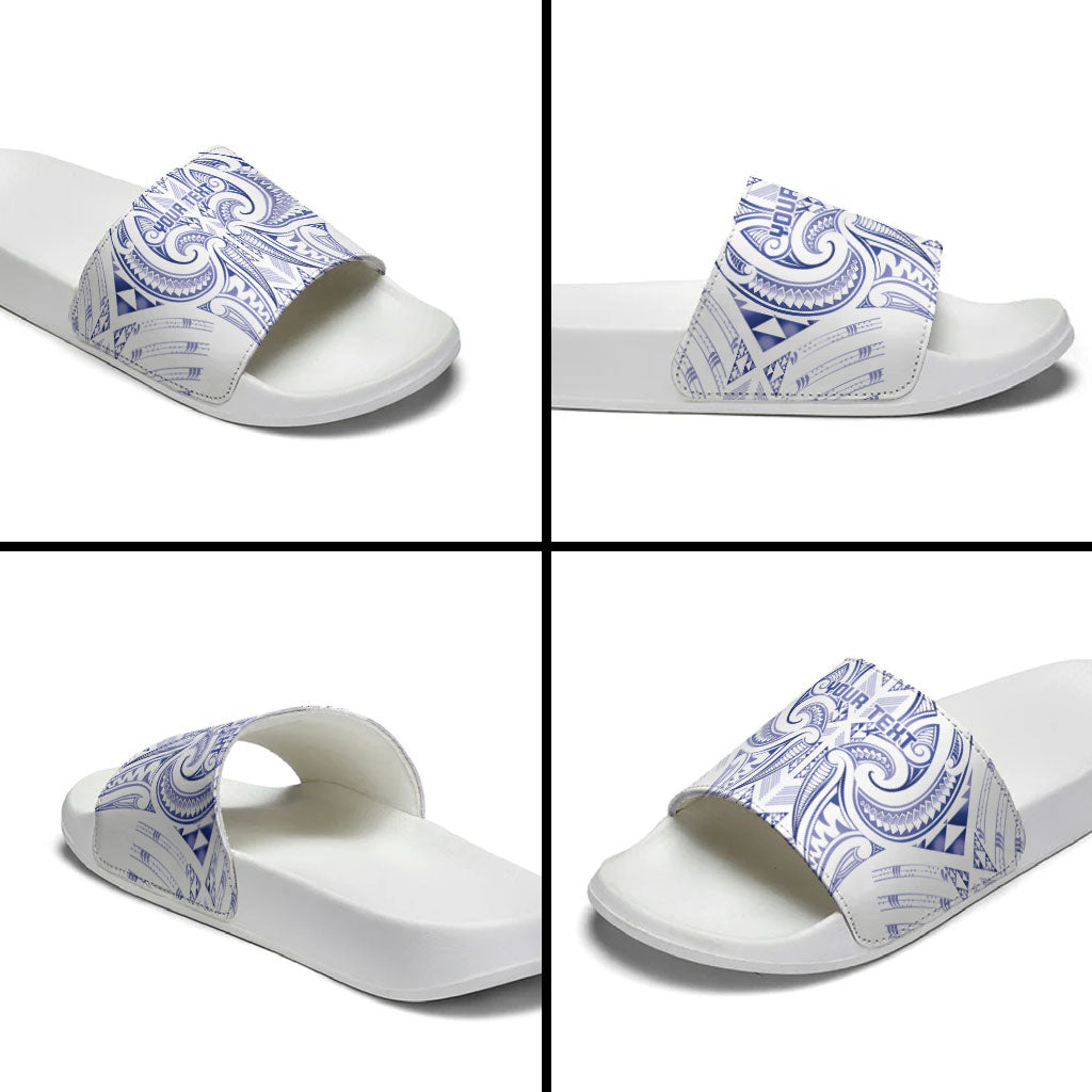Maori Rugby Custom Ngaru Mangopare Slide Sandals Kikorangi Niho Taniwha Motif
