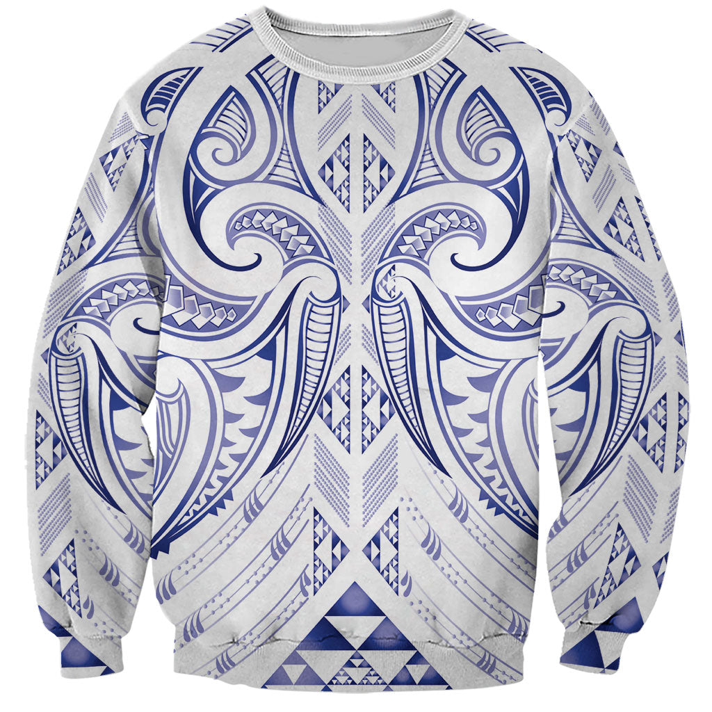 Maori Rugby Custom Ngaru Mangopare Sweatshirt Kikorangi Niho Taniwha Motif