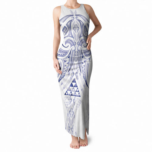 Maori Rugby Custom Ngaru Mangopare Tank Maxi Dress Kikorangi Niho Taniwha Motif