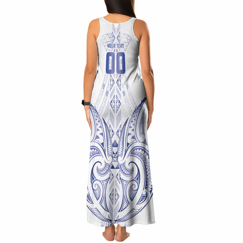 Maori Rugby Custom Ngaru Mangopare Tank Maxi Dress Kikorangi Niho Taniwha Motif