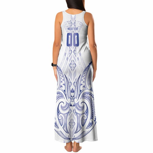 Maori Rugby Custom Ngaru Mangopare Tank Maxi Dress Kikorangi Niho Taniwha Motif