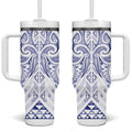 Maori Rugby Custom Ngaru Mangopare Tumbler With Handle Kikorangi Niho Taniwha Motif