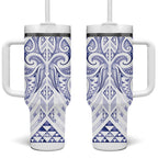 Maori Rugby Custom Ngaru Mangopare Tumbler With Handle Kikorangi Niho Taniwha Motif