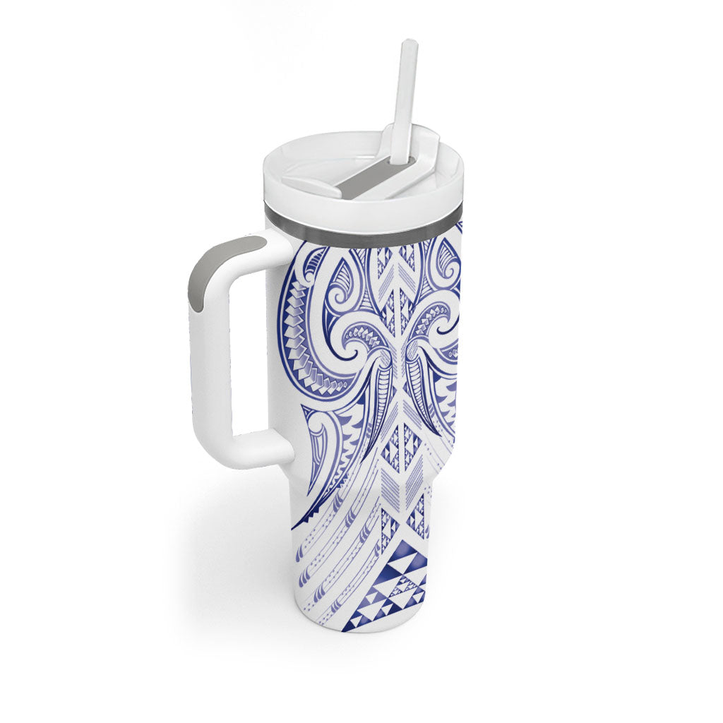 Maori Rugby Custom Ngaru Mangopare Tumbler With Handle Kikorangi Niho Taniwha Motif