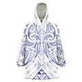 Maori Rugby Custom Ngaru Mangopare Wearable Blanket Hoodie Kikorangi Niho Taniwha Motif