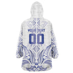Maori Rugby Custom Ngaru Mangopare Wearable Blanket Hoodie Kikorangi Niho Taniwha Motif