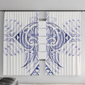 Maori Rugby Custom Ngaru Mangopare Window Curtain Kikorangi Niho Taniwha Motif