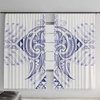 Maori Rugby Custom Ngaru Mangopare Window Curtain Kikorangi Niho Taniwha Motif