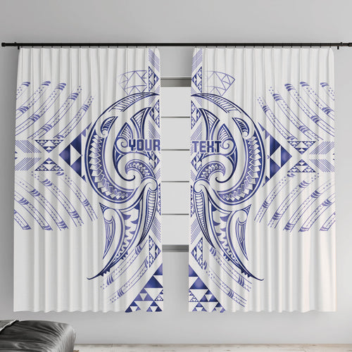 Maori Rugby Custom Ngaru Mangopare Window Curtain Kikorangi Niho Taniwha Motif